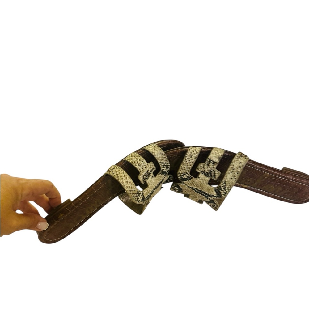 Sam Edelman Snakeskin Slide Sandals with Bold Logo - Picture 5 of 5